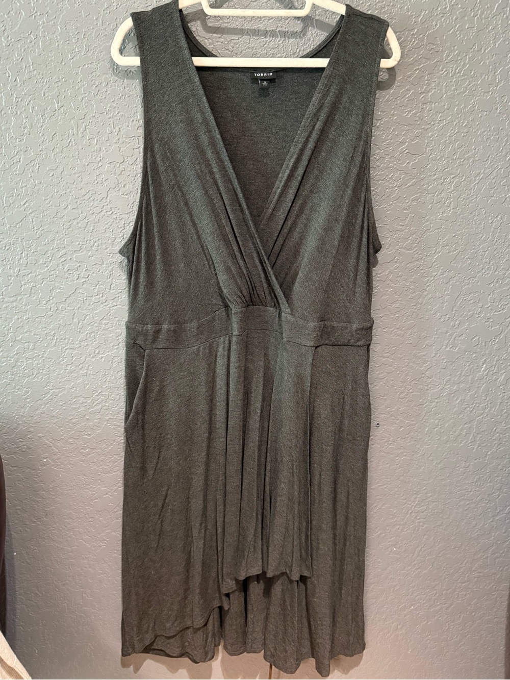 torrid 3X Charcoal Gray knee length ruffle dress w/pockets